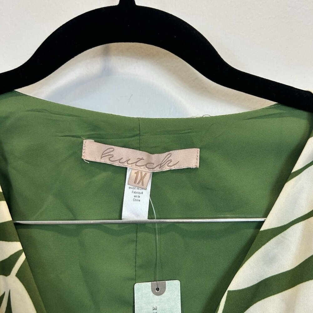 Anthropologie Hutch Palms Wrap Maxi Dress, Green And Cream, US Size 1X Flowy - Picture 5 of 12